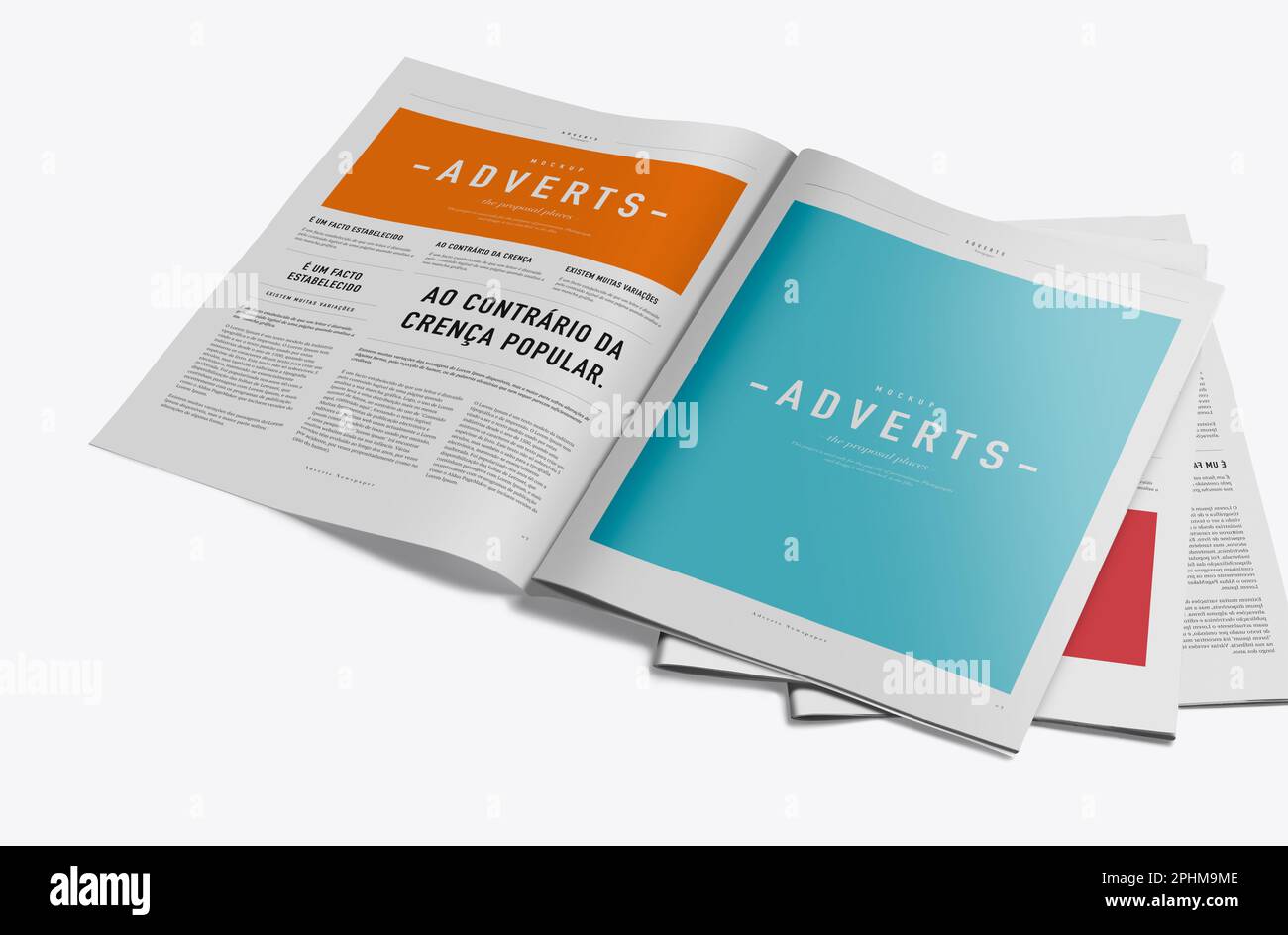 Newspaper Advertising Banner on Magazine, Brochure Mockup 3D Rendering
