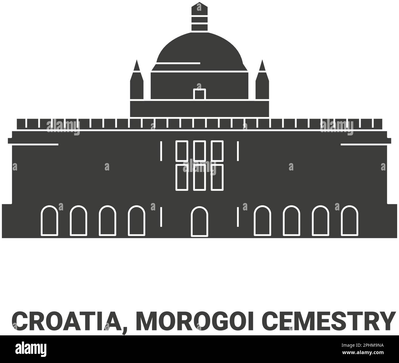 Croatia, Morogoi Cemestry travel landmark vector illustration Stock Vector