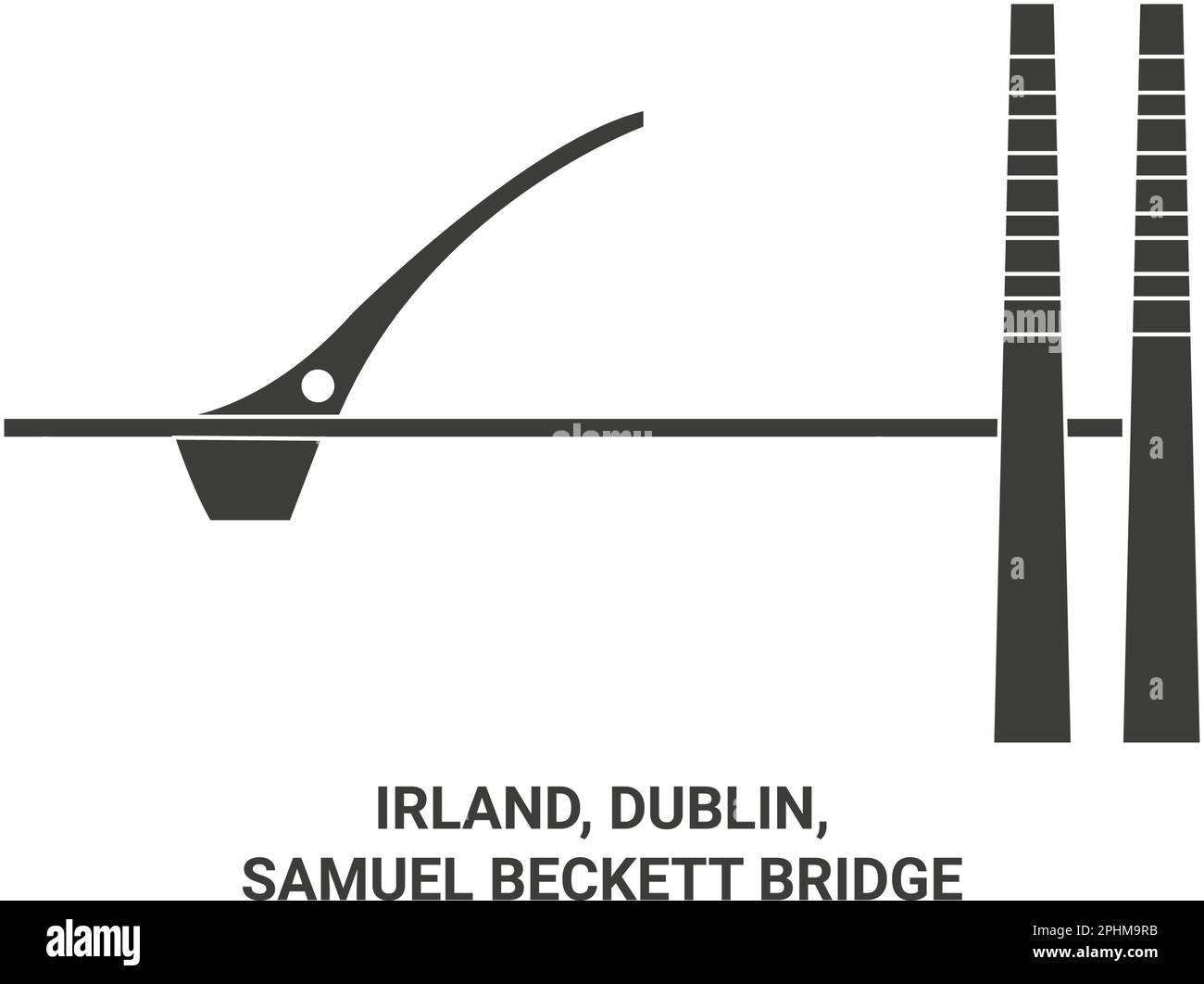 Irland, Dublin, Samuel Beckett Bridge travel landmark vector illustration Stock Vector