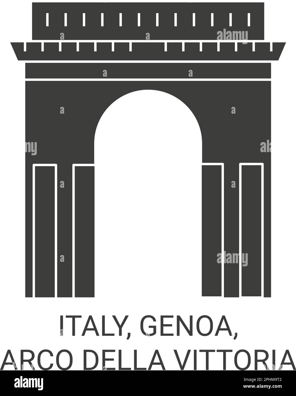 Italy, Genoa, Arco Della Vittoria travel landmark vector illustration Stock Vector