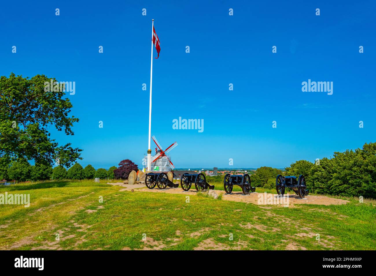 Cannons at DybbГёl Banke historical site commemorating war between Prussia and Denmark in 1864 near Sonderborg, Denmark. Stock Photo