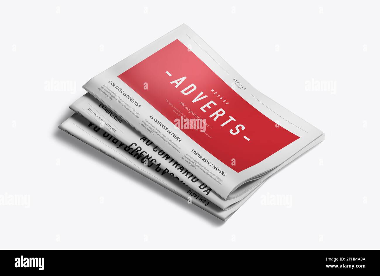 Newspaper Advertising Banner on Magazine, Brochure Mockup 3D Rendering