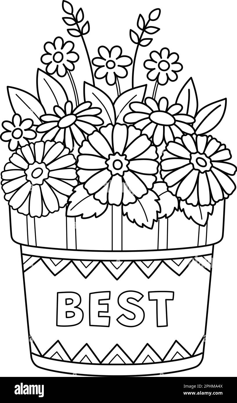 Flower Pot Isolated Coloring Page for Kids Stock Vector Image & Art - Alamy