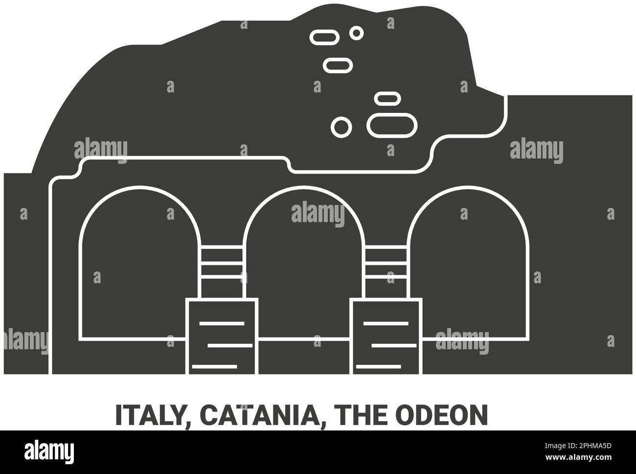Italy, Catania, The Odeon travel landmark vector illustration Stock Vector