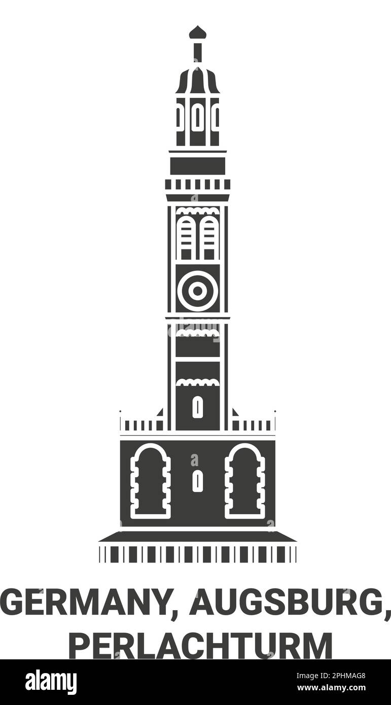 Germany, Augsburg, Perlachturm travel landmark vector illustration ...