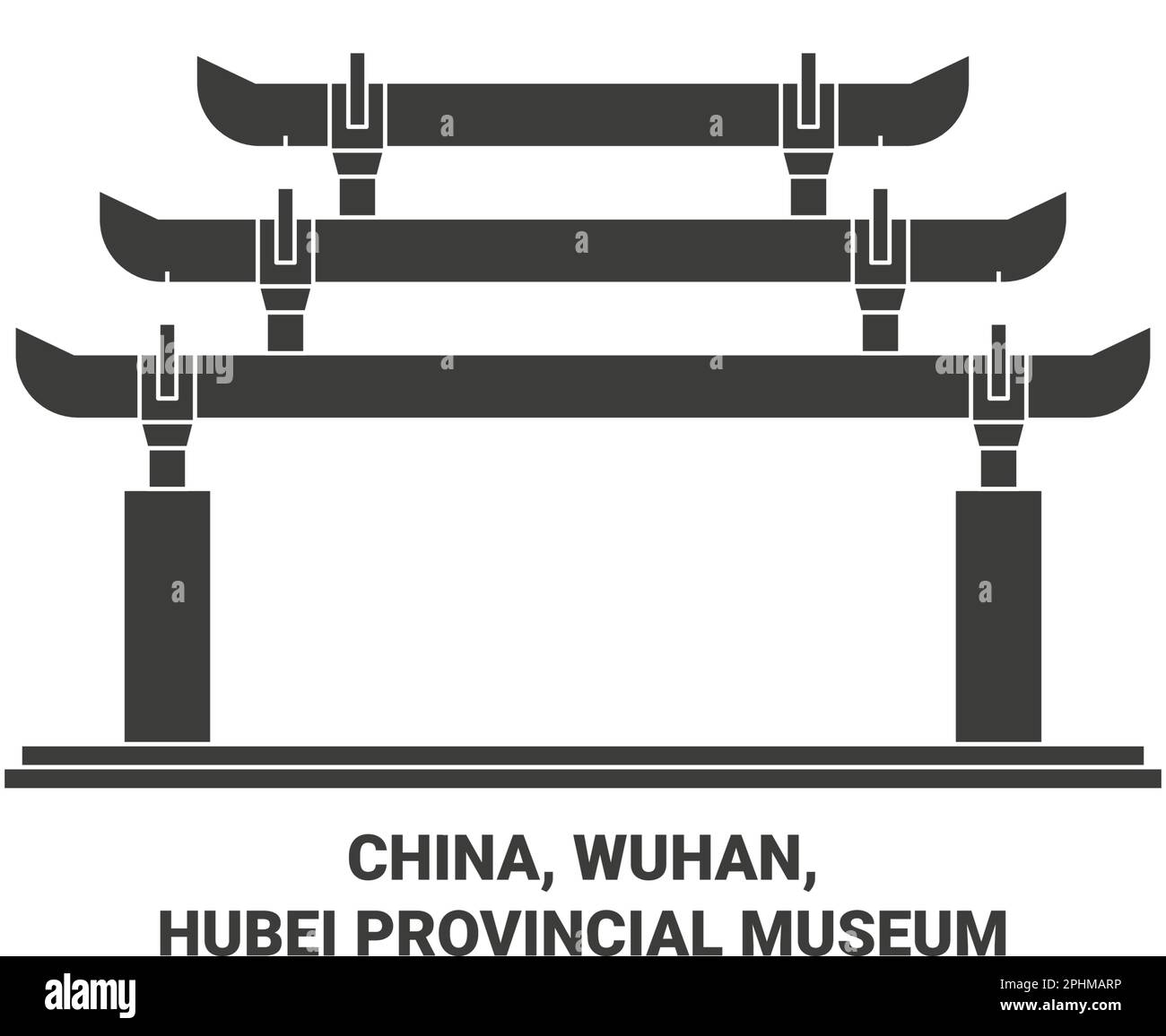 China, Wuhan, Hubei Provincial Museum travel landmark vector illustration Stock Vector