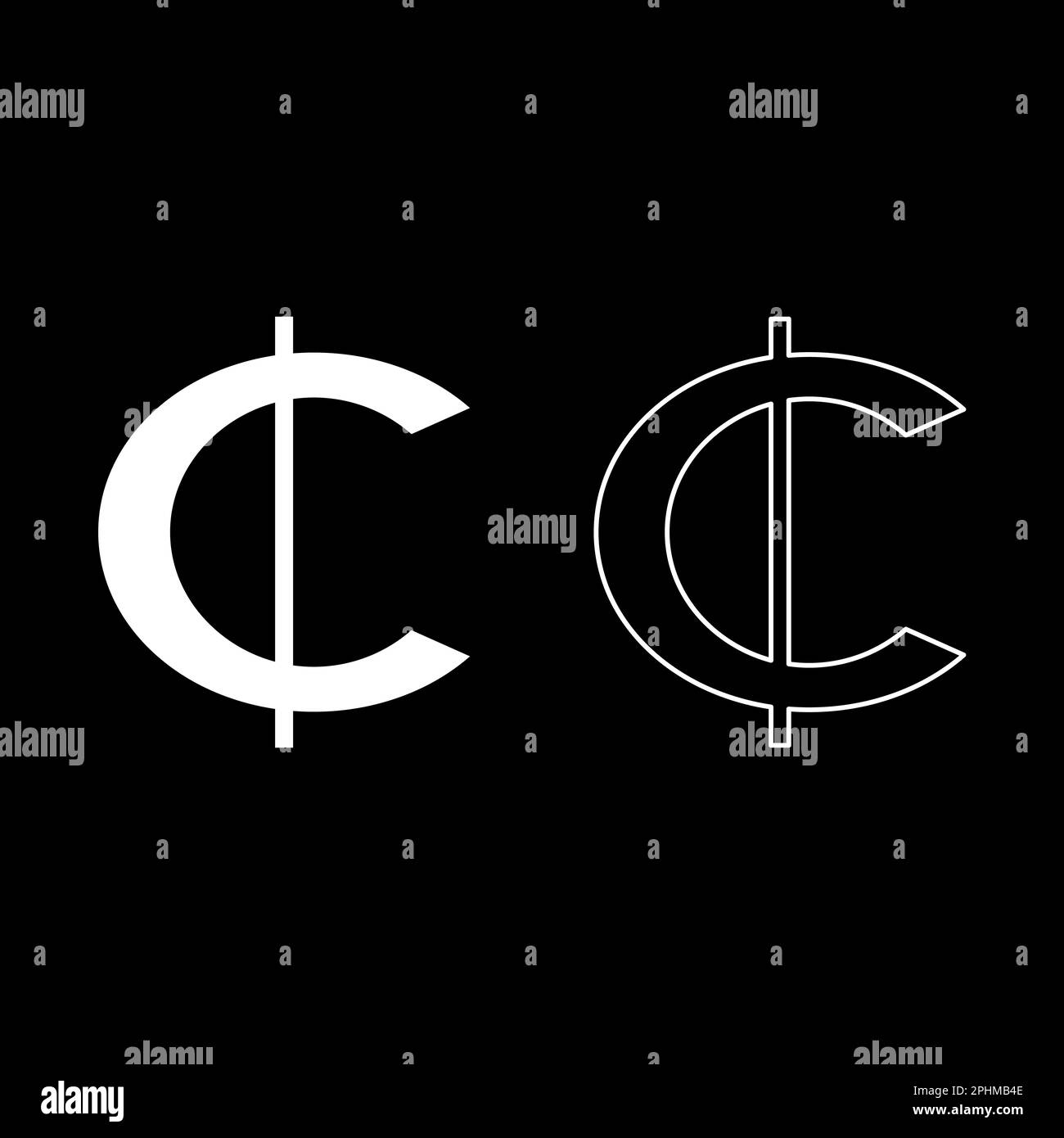 Ghana Cedi currency symbol money sign cash GHS Ghanaian set icon white 