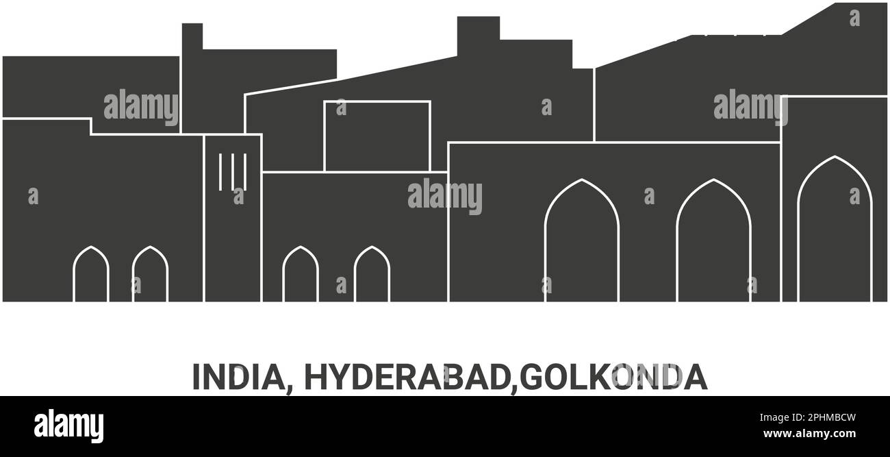 India, Hyderabad, Golkonda, travel landmark vector illustration Stock Vector