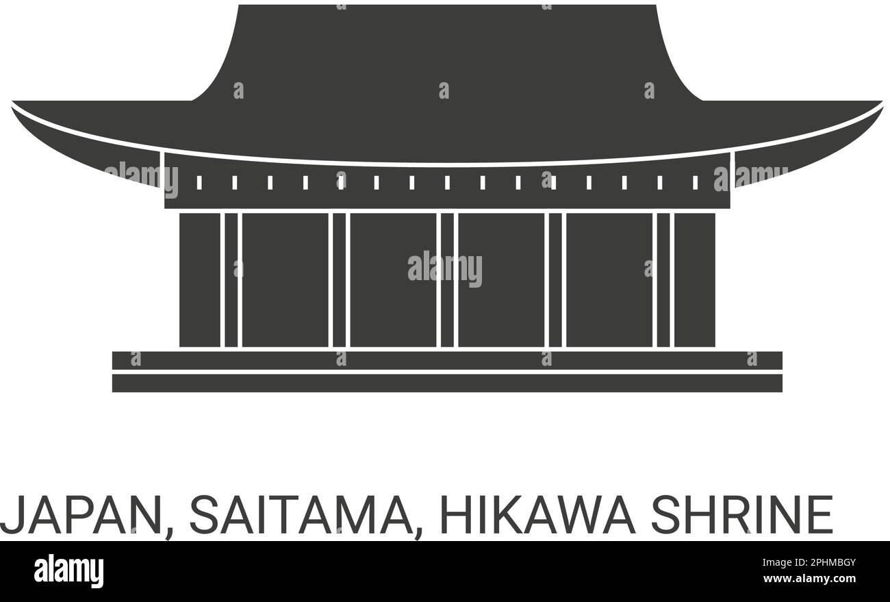 Japan, Saitama, Hikawa Shrine, travel landmark vector illustration Stock Vector