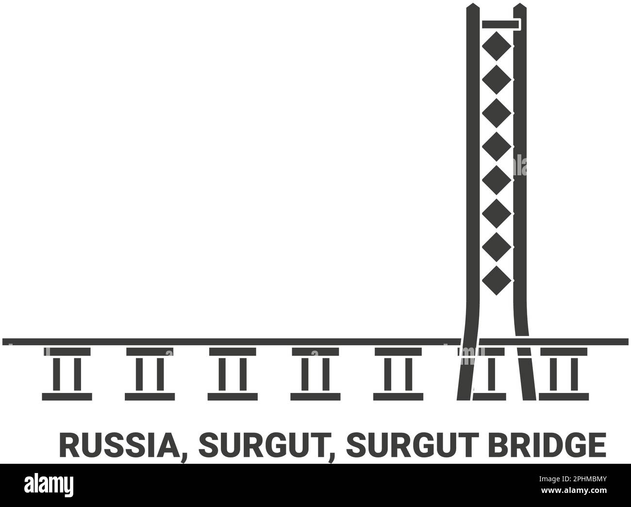 Russia, Surgut, Surgut Bridge, travel landmark vector illustration Stock Vector