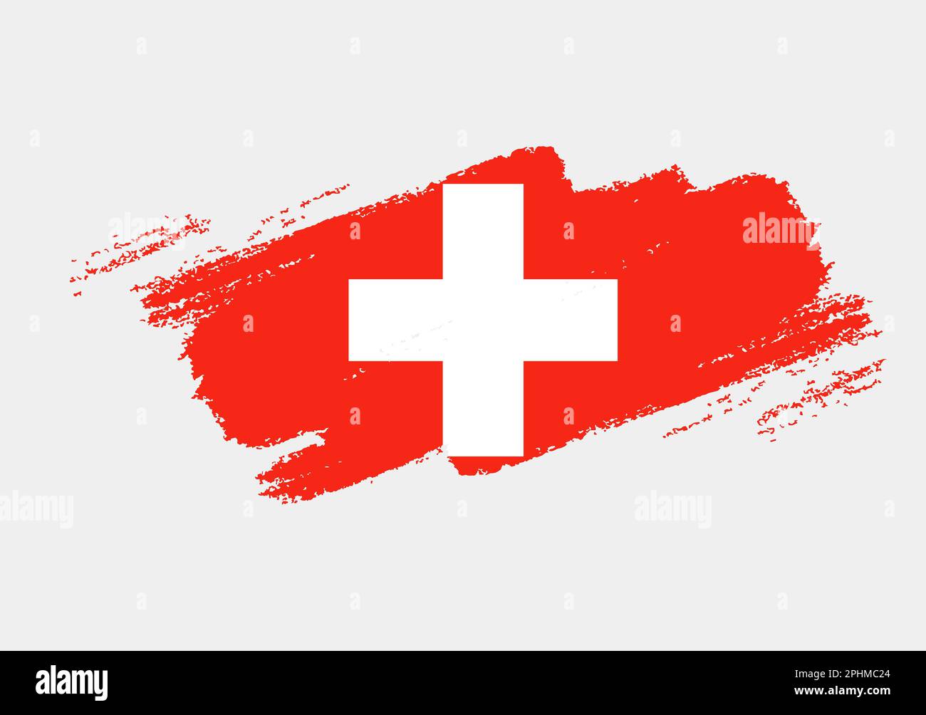 Artistic grunge brush flag of Switzerland isolated on white background. Elegant texture of national country flag Stock Vector