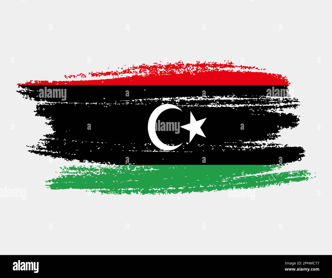 Artistic grunge brush flag of Libya isolated on white background ...
