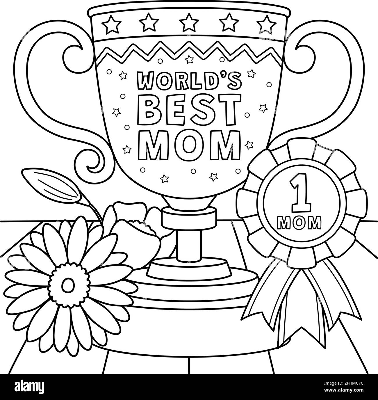 Feliz Dia De La Madre Coloring - Happy Mothers Day Trophy Coloring Page For Kids 2PHMC7C