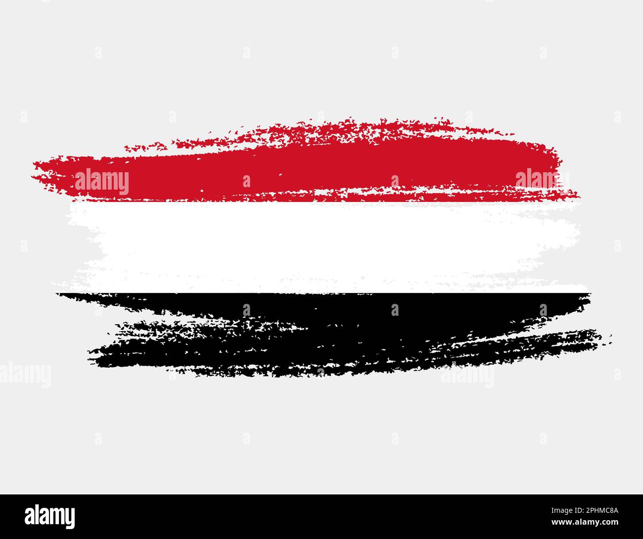Artistic grunge brush flag of Yemen isolated on white background ...