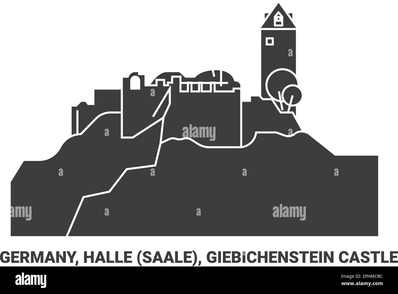 Germany, Halle Saale, Giebichenstein Castle travel landmark vector illustration Stock Vector