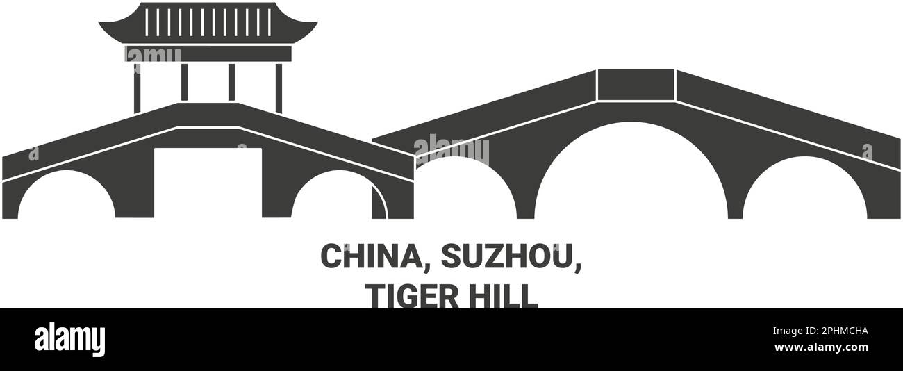 China, Suzhou, Tiger Hill travel landmark vector illustration Stock Vector