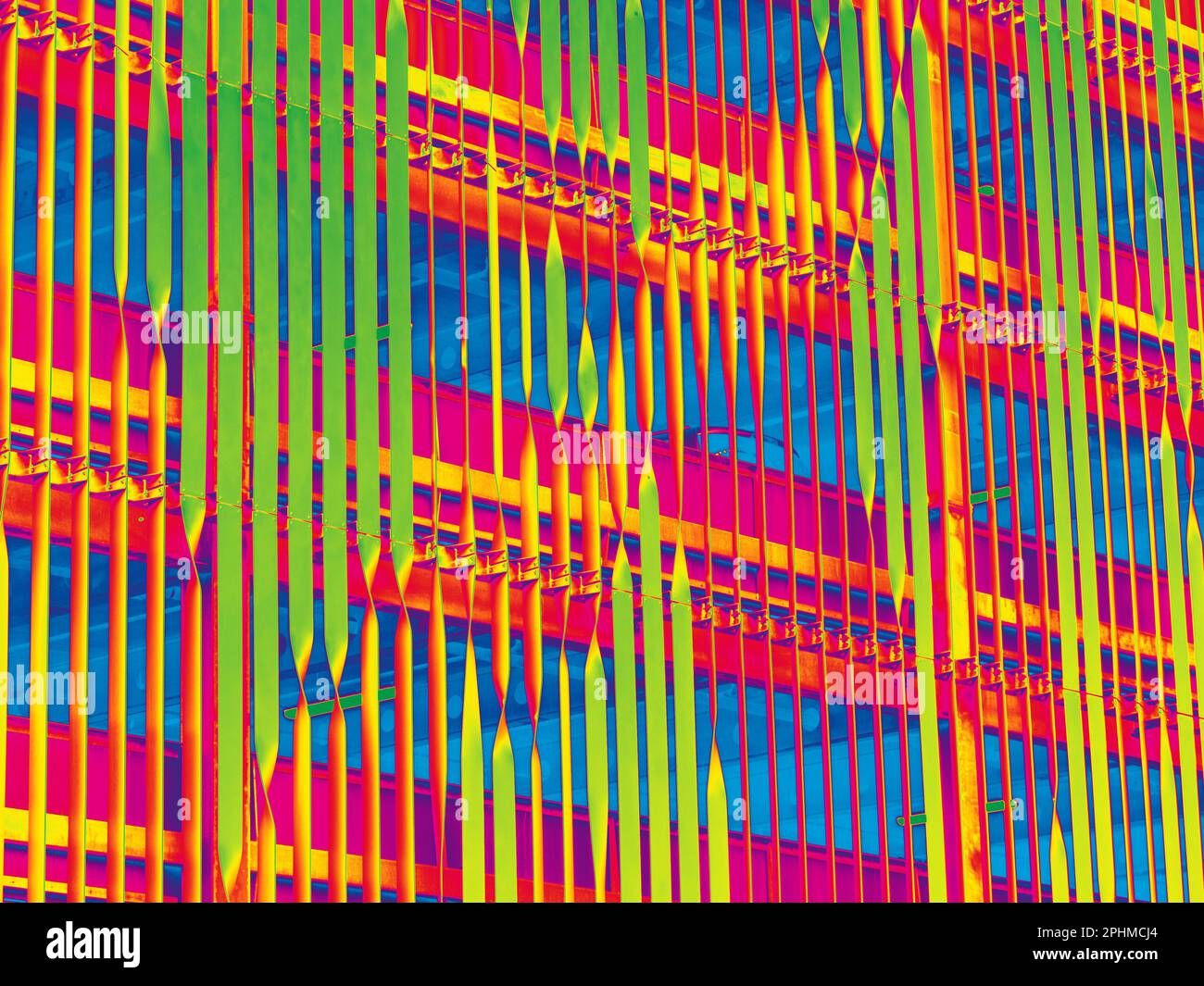 Facade of a car park Oxford's Old Road Campus. Very linear and modern