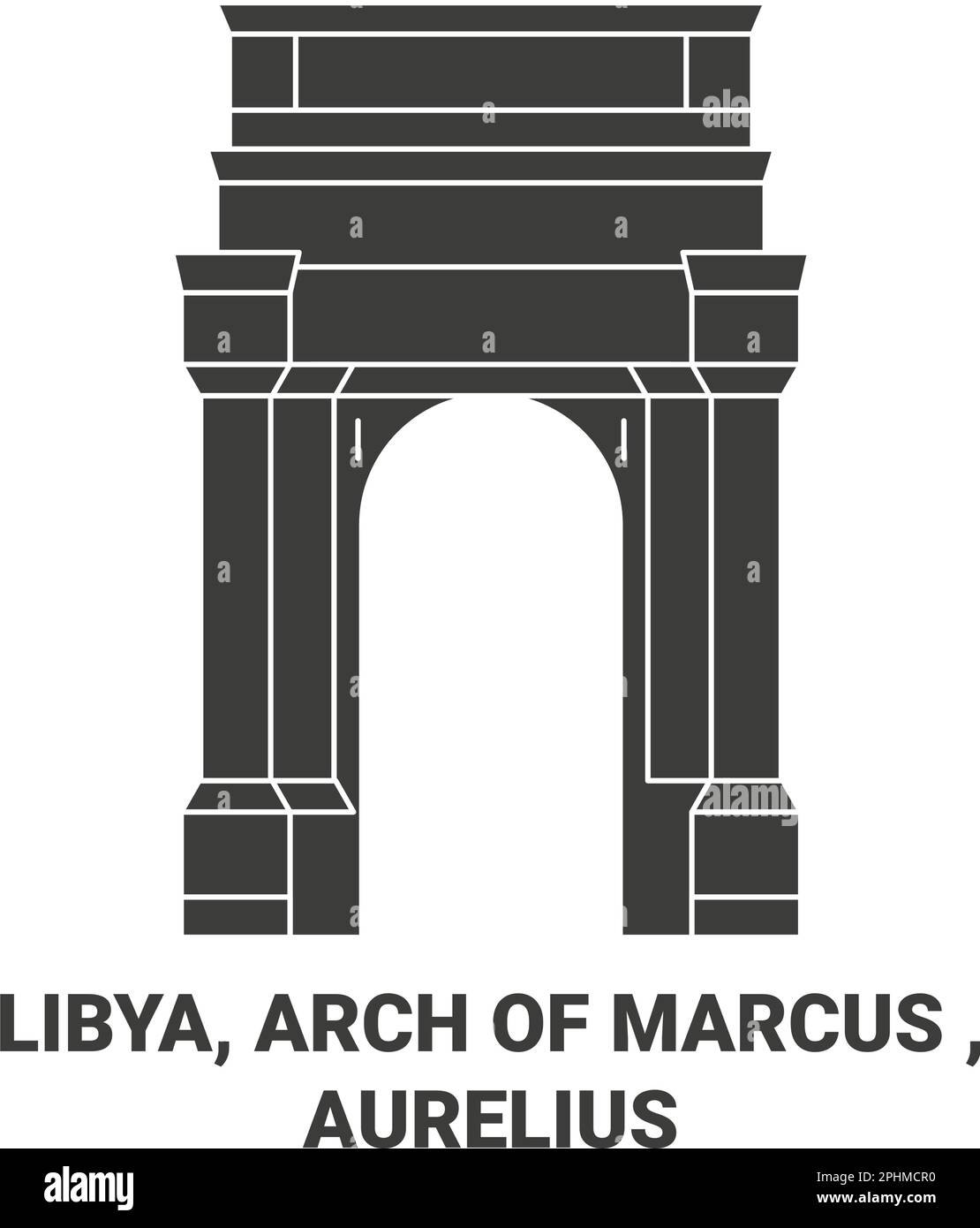 Libya, Arch Of Marcus , Aurelius travel landmark vector illustration Stock Vector