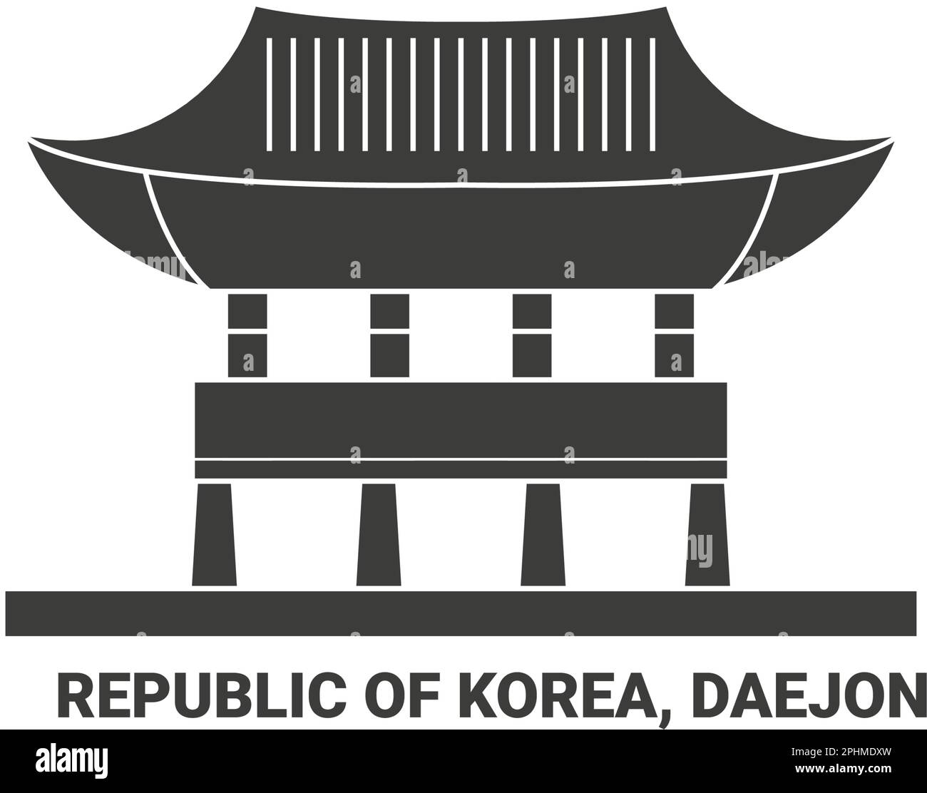 Republic Of Korea, Daejon, travel landmark vector illustration Stock Vector
