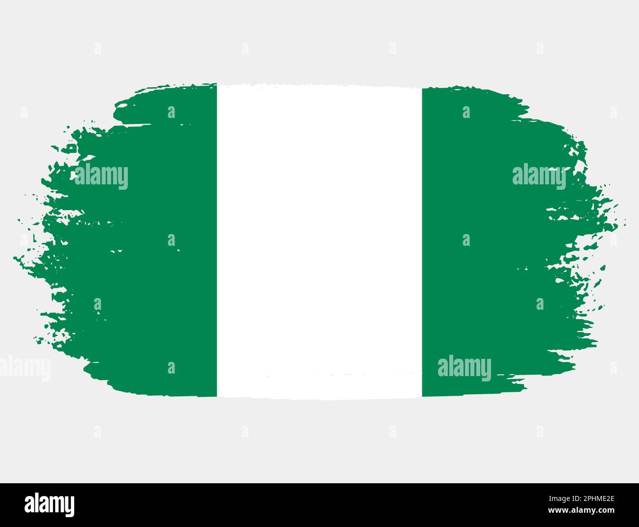 Artistic grunge brush flag of Nigeria isolated on white background ...