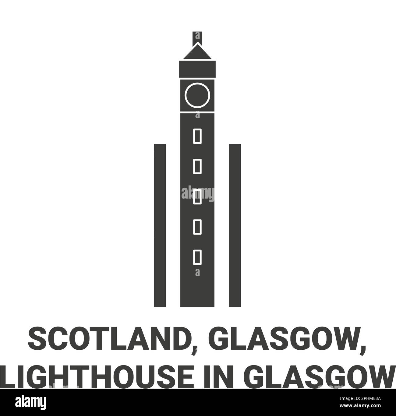 Scotland, Glasgow, Lighthouse In Glasgow travel landmark vector illustration Stock Vector