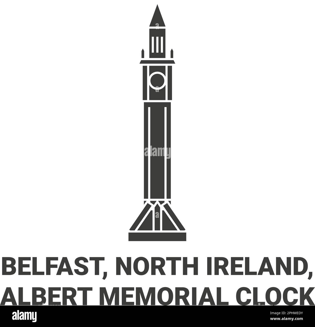 Ireland, Belfast, Albert Memorial Clock travel landmark vector illustration Stock Vector