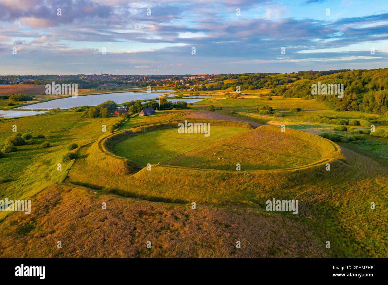 Fyrkat viking ring fortress in Denmark. Stock Photo