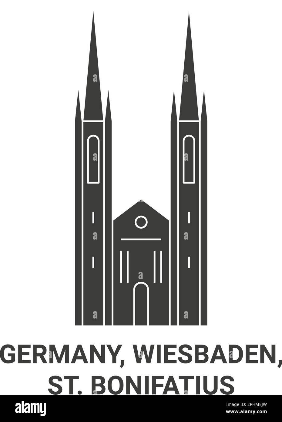 Germany, Wiesbaden, St. Bonifatius travel landmark vector illustration Stock Vector