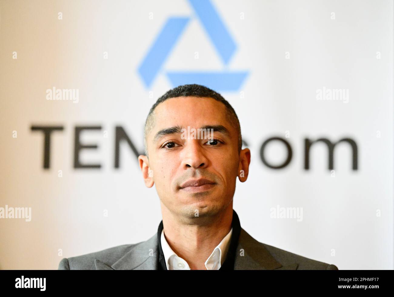 Prague, Czech Republic. 29th Mar, 2023. David Tacl, director of the  TENT.com, poses during the press conference to present Czech crypto  platform TENT.com with Mastercard card, on March 29, 2023, in Prague,