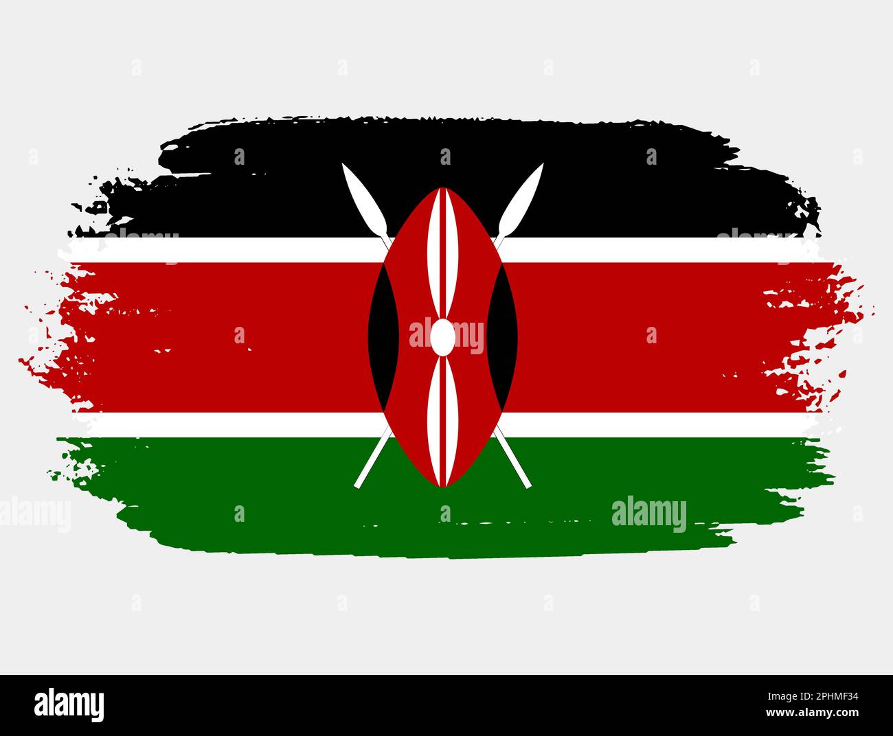 Artistic Grunge Brush Flag Of Kenya Isolated On White Background