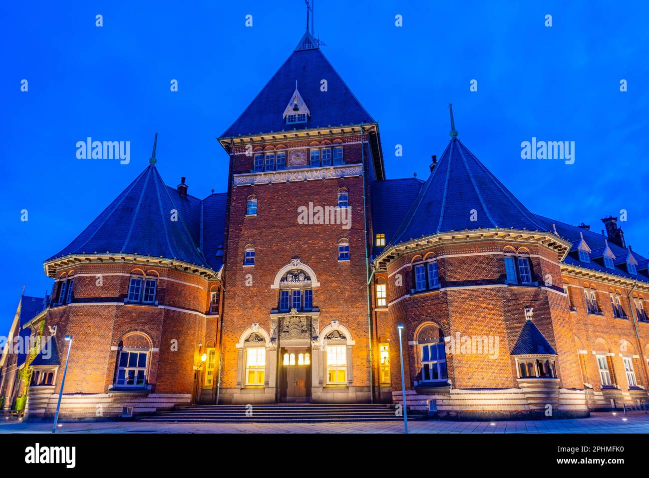 Night view of Toldboden house in Aarhus, Denmark. Stock Photo