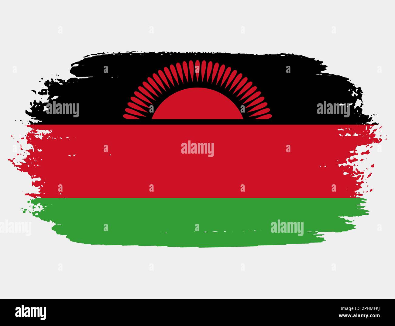 Artistic grunge brush flag of Malawi isolated on white background