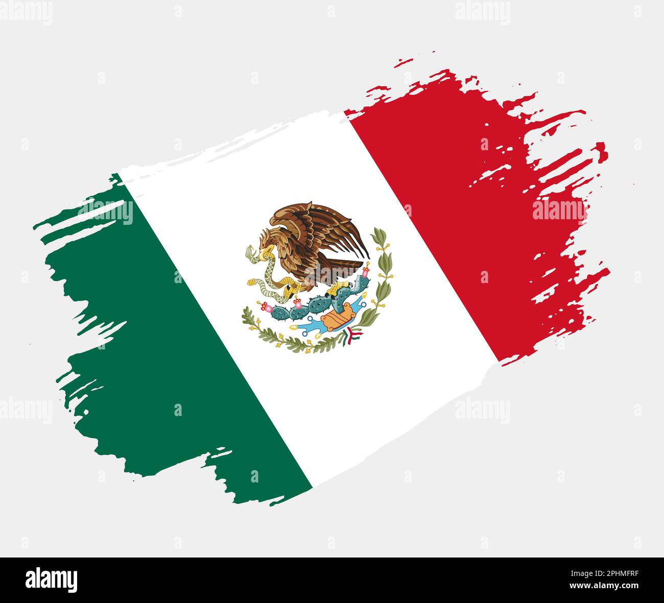 Artistic grunge brush flag of Mexico isolated on white background