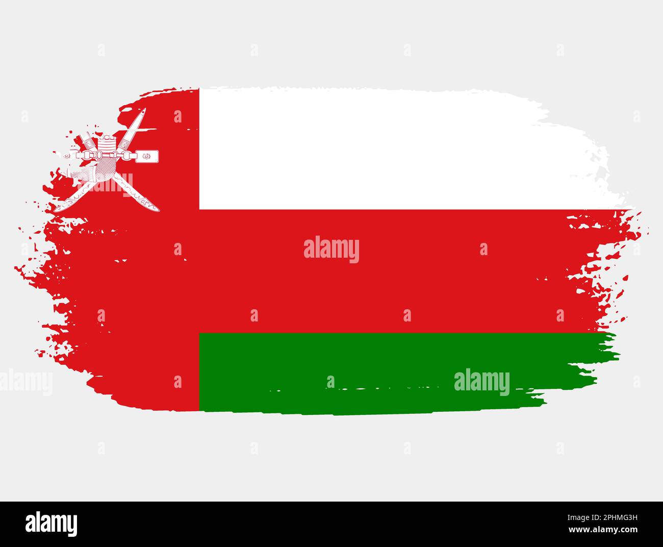 Artistic grunge brush flag of Oman isolated on white background
