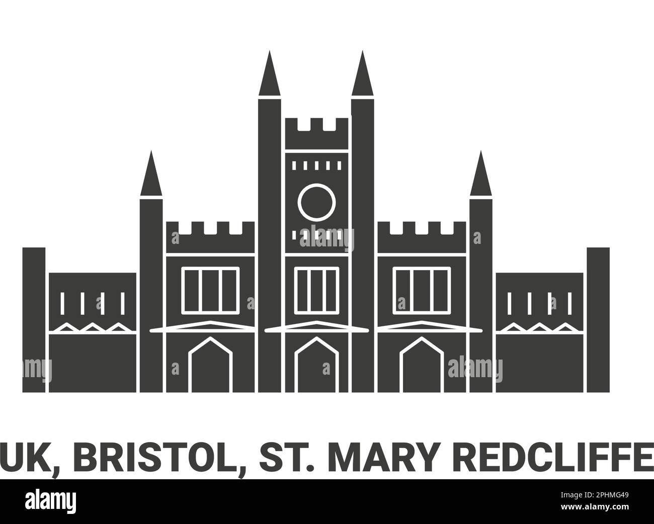 England, Bristol, St. Mary Redcliffe, travel landmark vector illustration Stock Vector