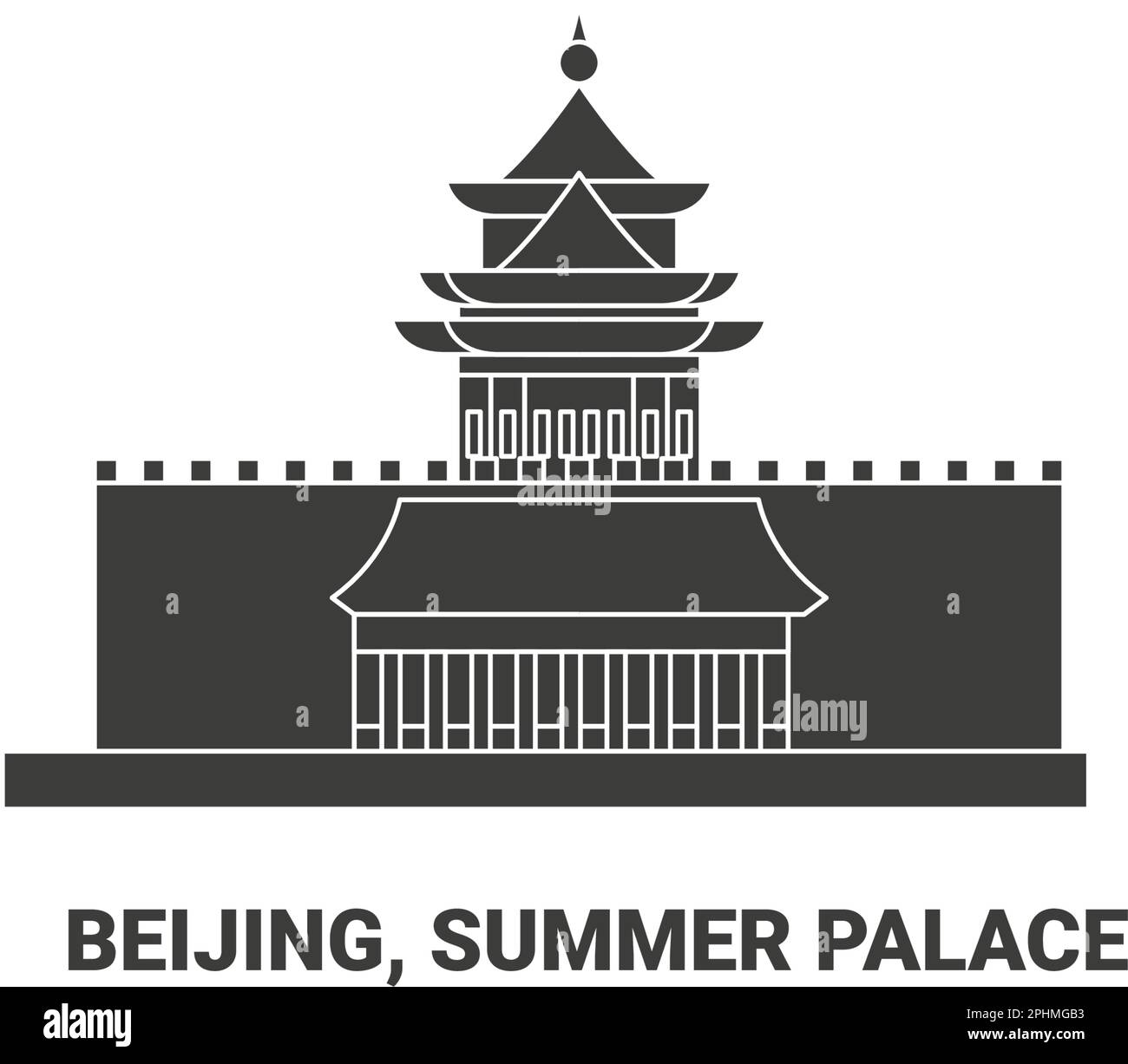 China, Beijing, Summer Palace, travel landmark vector illustration Stock Vector