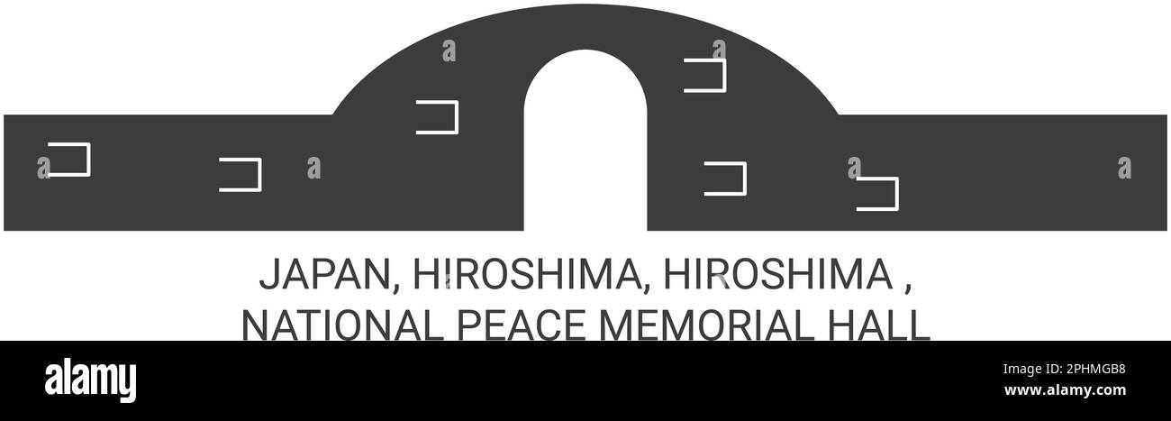 Japan, Hiroshima, Hiroshima , National Peace Memorial Hall travel landmark vector illustration Stock Vector