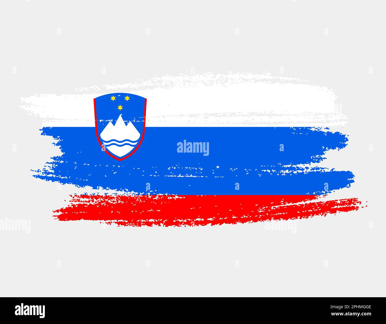Artistic grunge brush flag of Slovenia isolated on white background ...