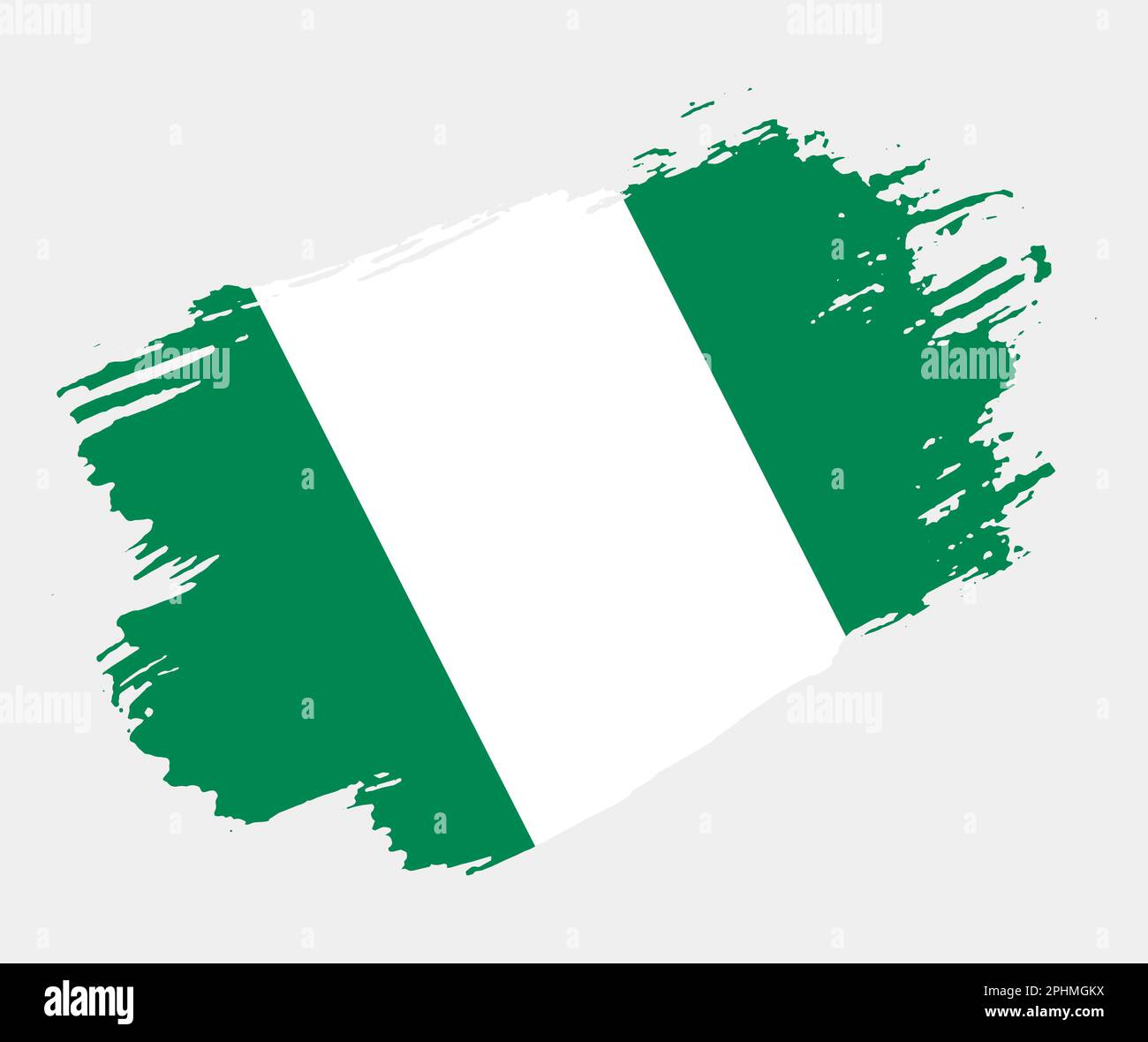 Artistic grunge brush flag of Nigeria isolated on white background ...