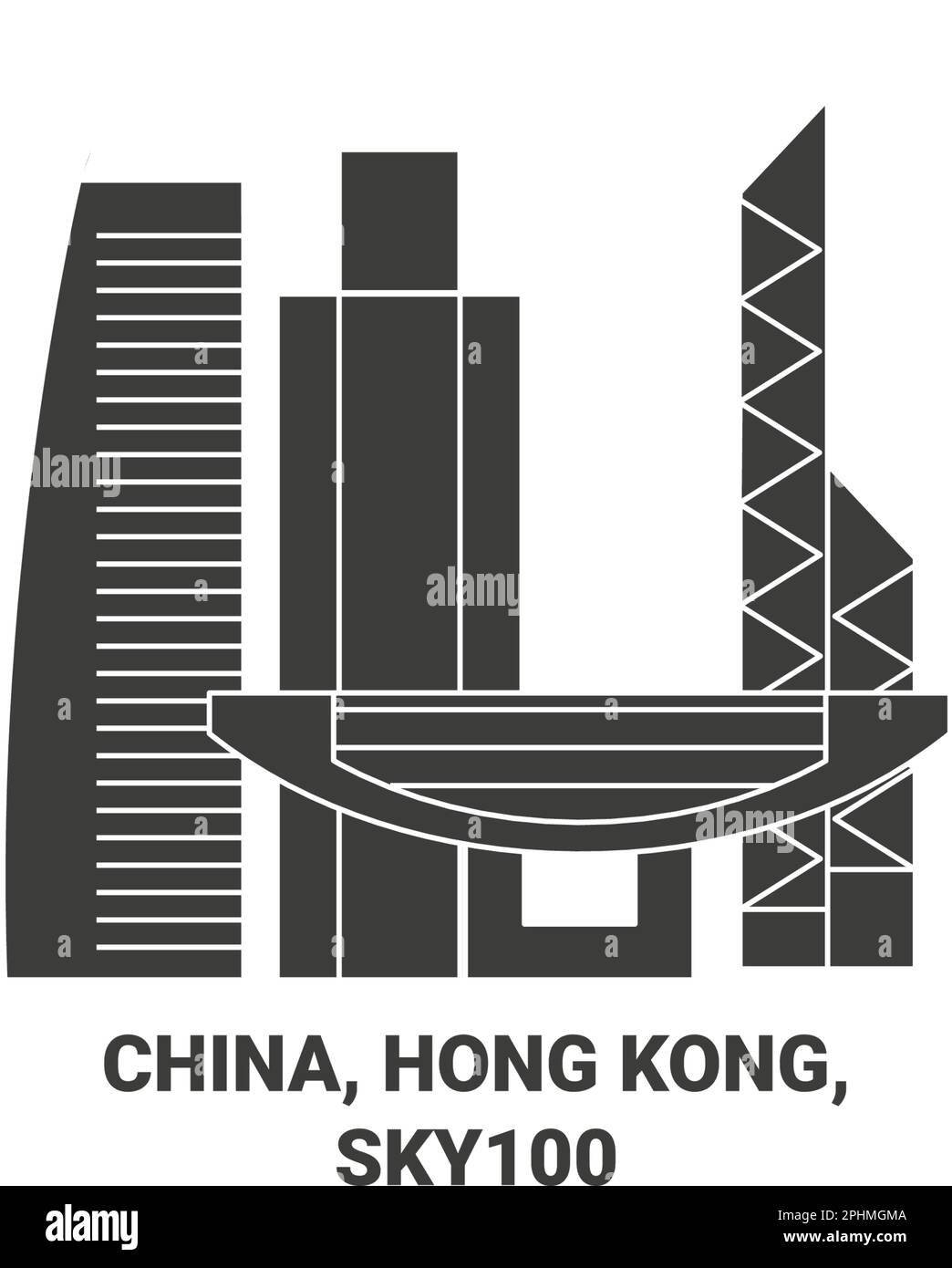 China, Hong Kong, Sky00 travel landmark vector illustration Stock Vector