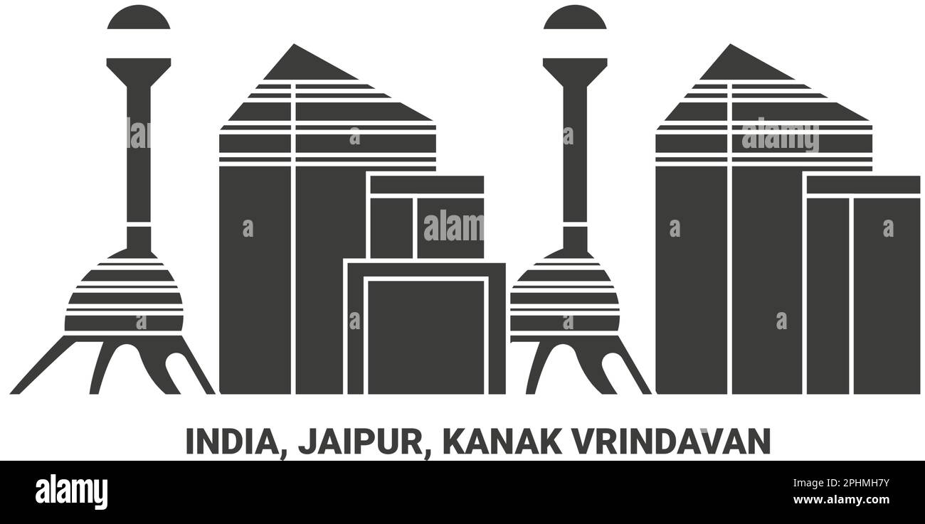 India, Jaipur, Kanak Vrindavan travel landmark vector illustration Stock Vector