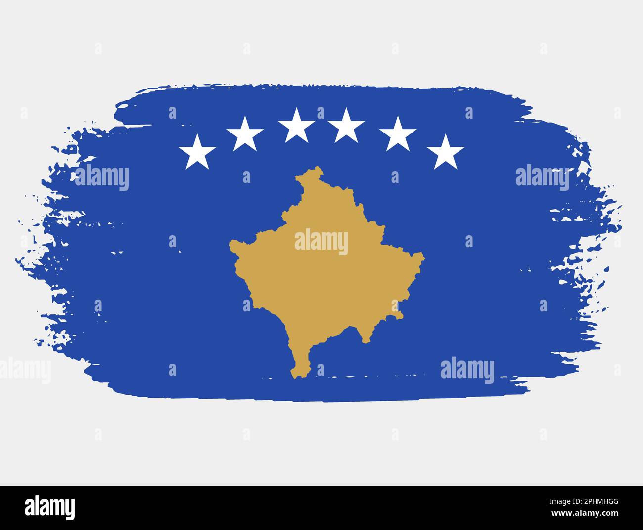 Artistic grunge brush flag of Kosovo isolated on white background