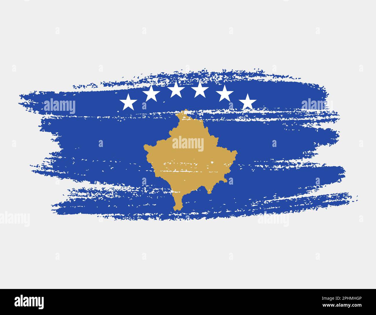 Artistic Grunge Brush Flag Of Kosovo Isolated On White Background