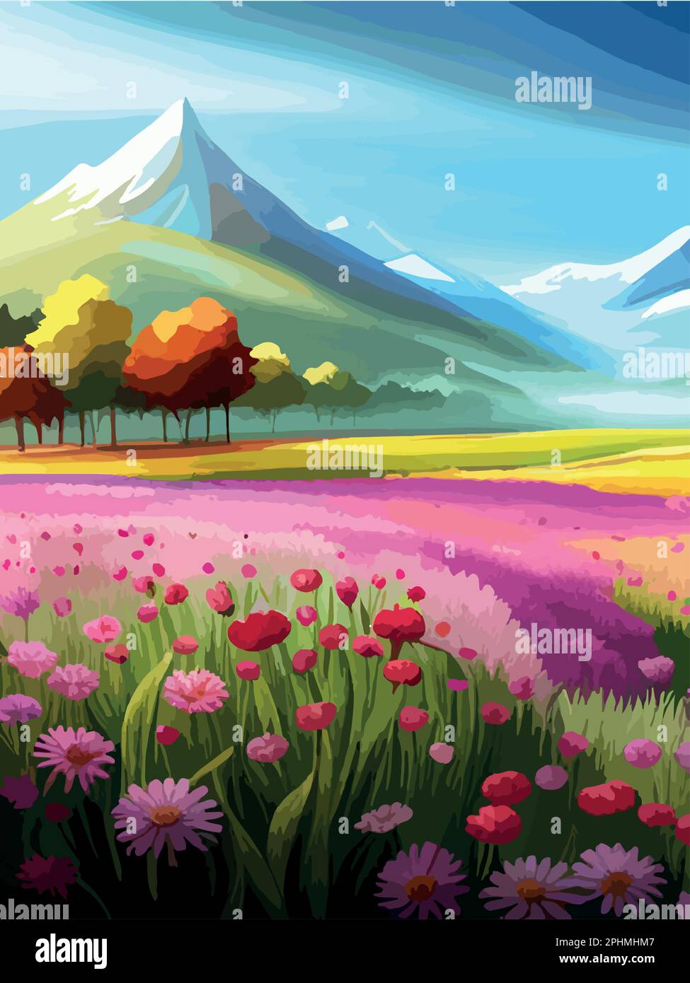 mountains and valleys clipart flowers