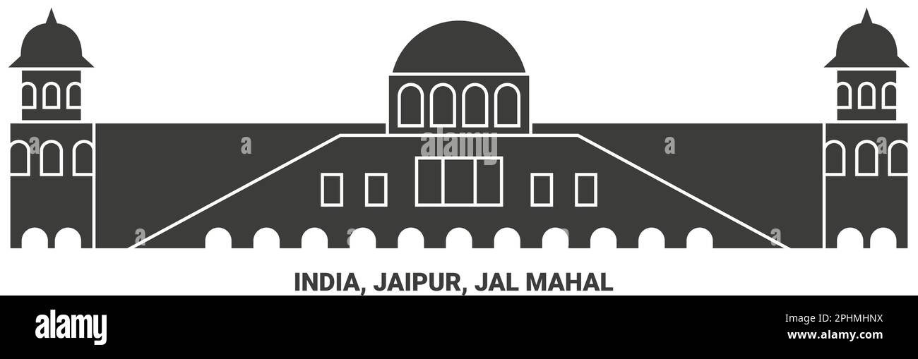 India, Jaipur, Jal Mahal travel landmark vector illustration Stock Vector