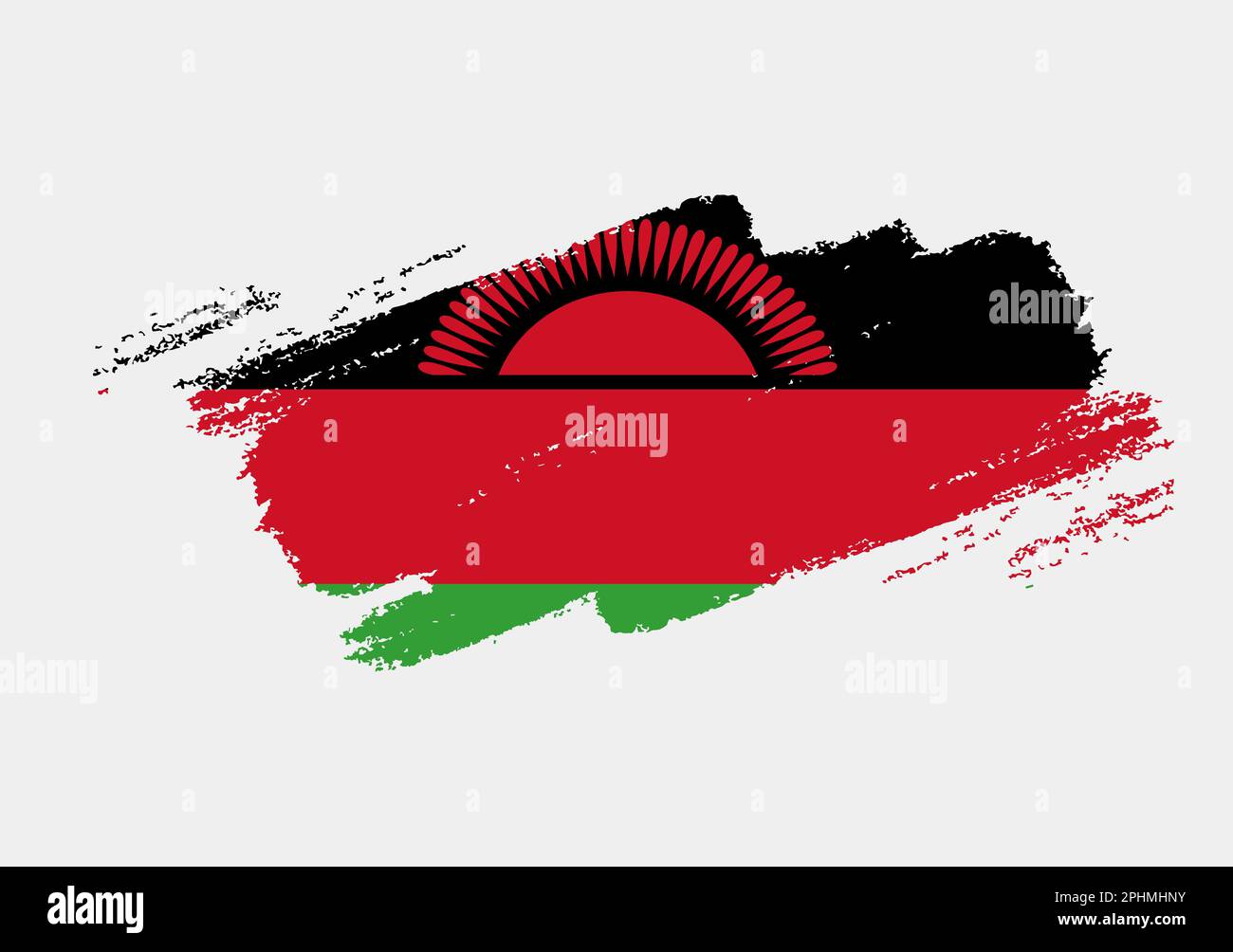 Artistic grunge brush flag of Malawi isolated on white background