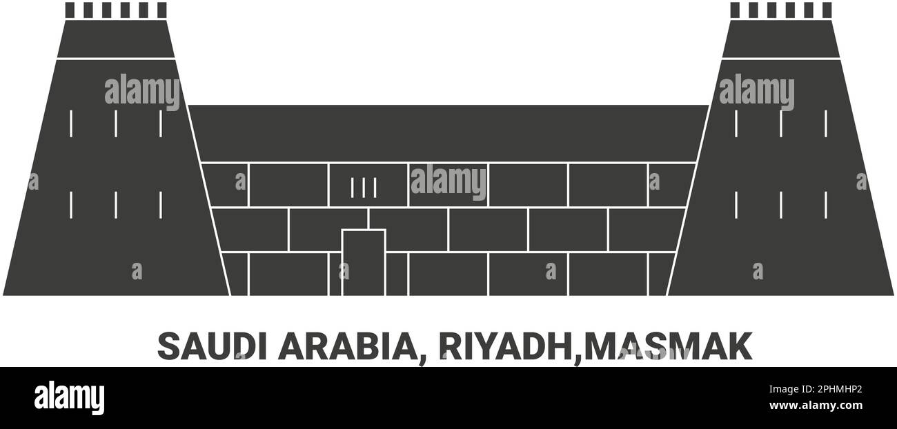 Saudi Arabia, Riyadh,Masmak, travel landmark vector illustration Stock Vector