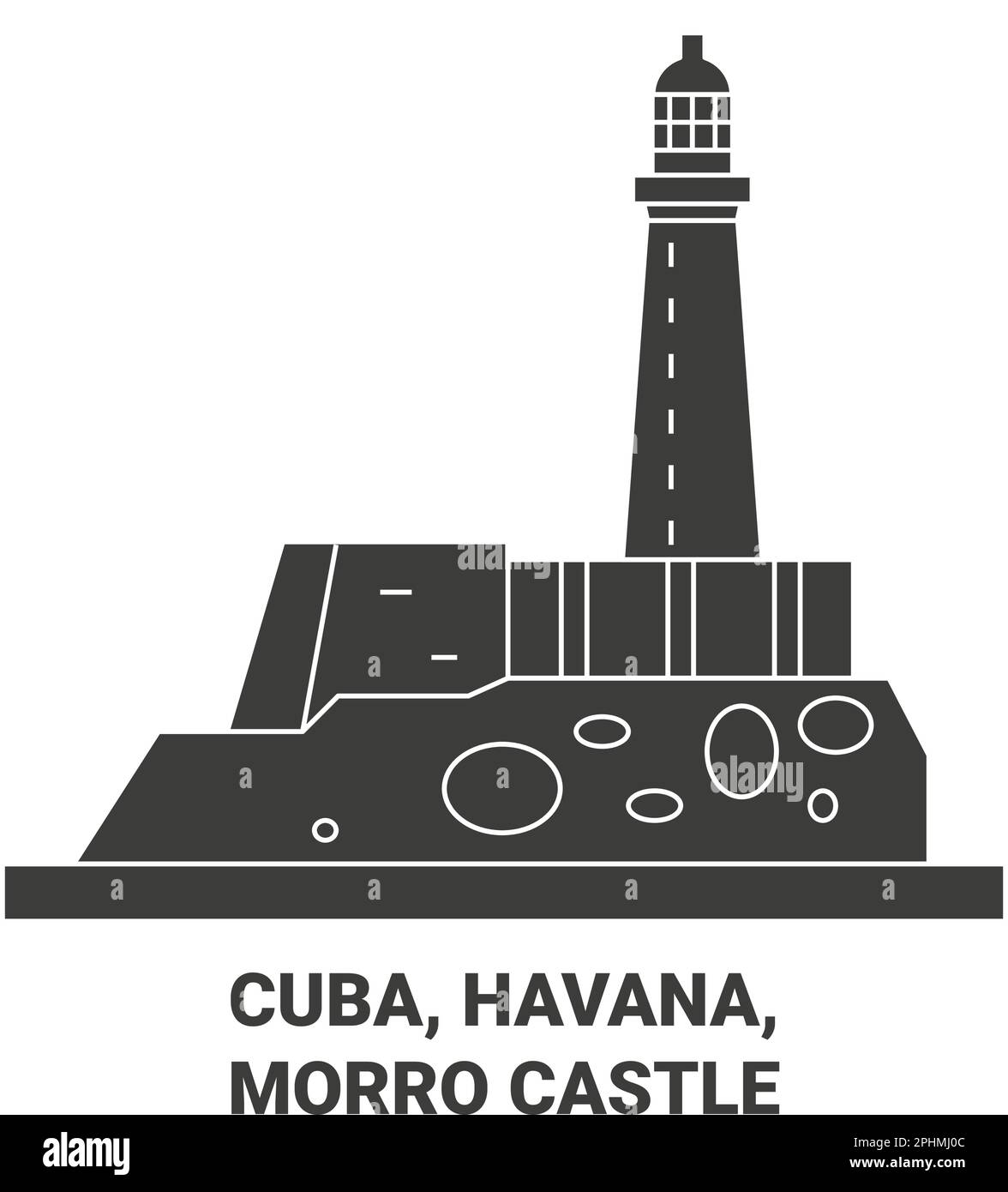 Cuba, Havana, Morro Castle travel landmark vector illustration Stock Vector