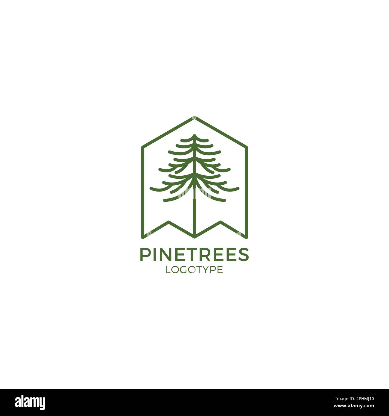 Pine tree penderosa with linear and emblem style logo icon vector illustration Stock Vector