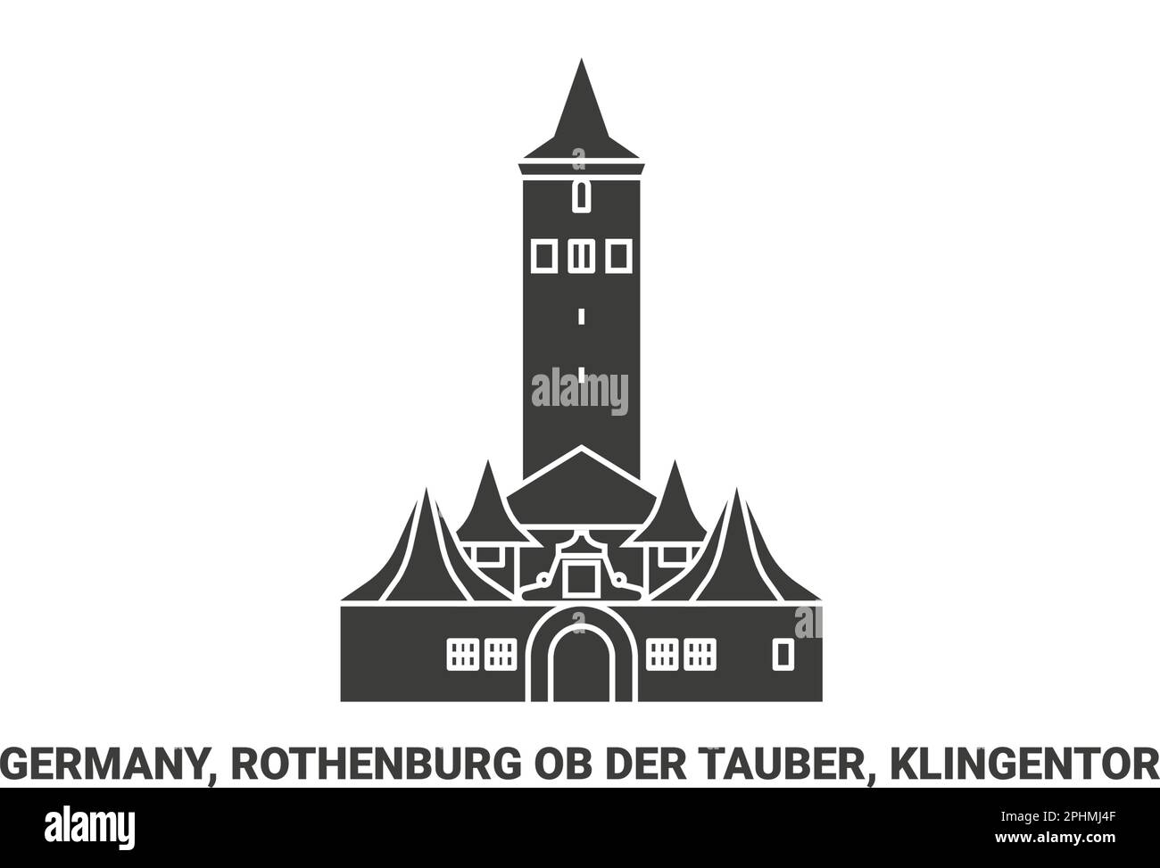 Germany, Rothenburg Ob Der Tauber, Klingentor travel landmark vector illustration Stock Vector